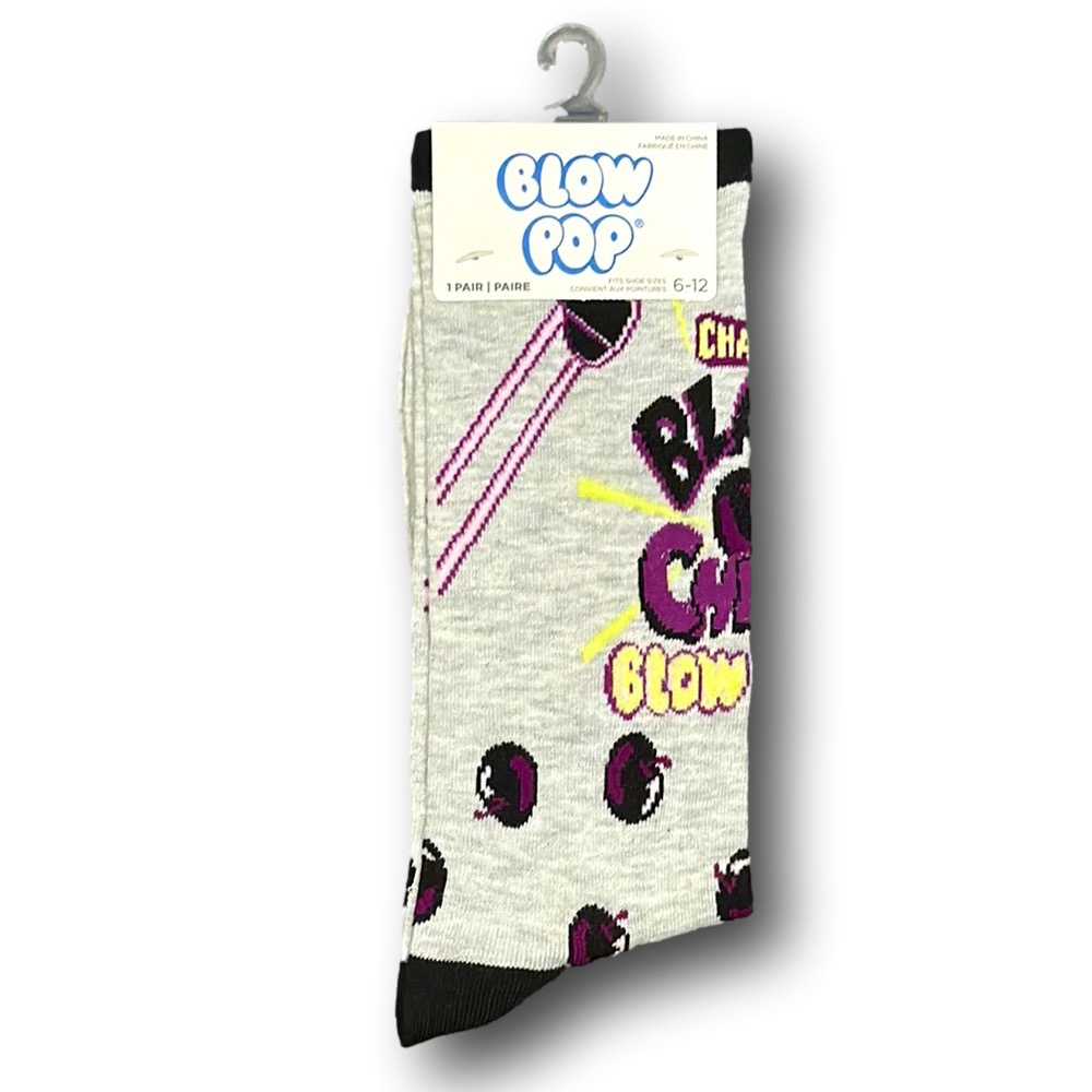 3/$20 Charms Black Cherry Blow Pop Funny Novelty Crew Socks - NWT